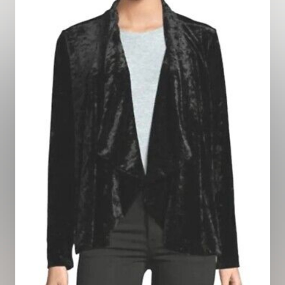 Vince Camuto Black Velvet Open Jacket L